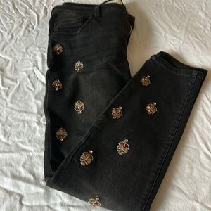 Pilcro Black Skinny Jeans with Embellishments